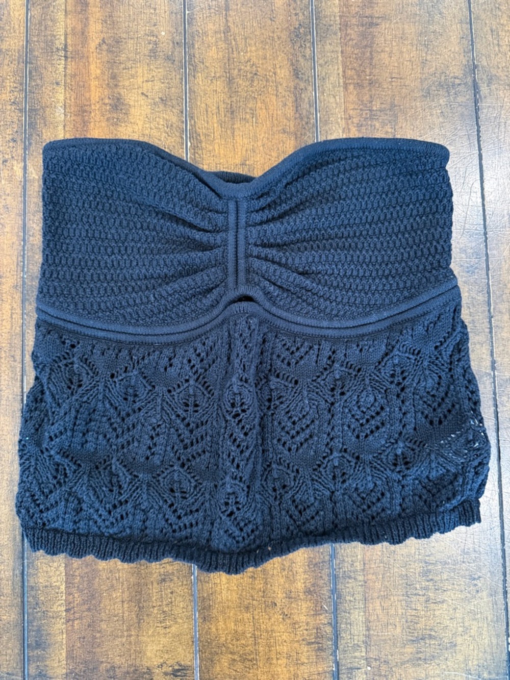American Eagle Black Crochet Strapless Tube Top